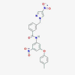 molecular formula C24H19N5O6 B456379 N-[3-(4-methylphenoxy)-5-nitrophenyl]-3-[(4-nitro-1H-pyrazol-1-yl)methyl]benzamide 