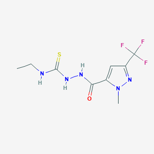 molecular formula C9H12F3N5OS B456388 N-ethyl-2-{[1-methyl-3-(trifluoromethyl)-1H-pyrazol-5-yl]carbonyl}hydrazinecarbothioamide 