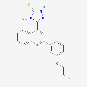 molecular formula C22H22N4OS B456390 4-ethyl-5-[2-(3-propoxyphenyl)-4-quinolinyl]-4H-1,2,4-triazol-3-yl hydrosulfide 