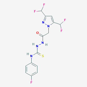 molecular formula C14H12F5N5OS B456391 2-{[3,5-bis(difluoromethyl)-1H-pyrazol-1-yl]acetyl}-N-(4-fluorophenyl)hydrazinecarbothioamide 