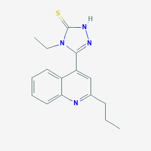 molecular formula C16H18N4S B456393 4-ethyl-5-(2-propyl-4-quinolinyl)-4H-1,2,4-triazol-3-yl hydrosulfide 