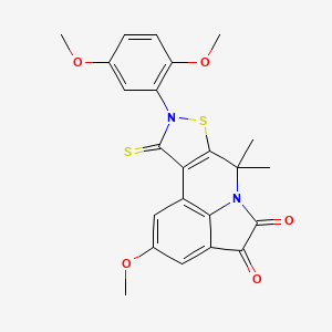 9-(2,5-dimethoxyphenyl)-2-methoxy-7,7-dimethyl-10-thioxo-9,10-dihydro-7H-isothiazolo[5,4-c]pyrrolo[3,2,1-ij]quinoline-4,5-dione