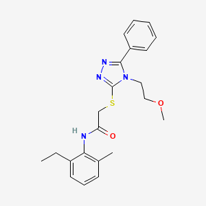 molecular formula C22H26N4O2S B4563947 N-(2-ethyl-6-methylphenyl)-2-{[4-(2-methoxyethyl)-5-phenyl-4H-1,2,4-triazol-3-yl]thio}acetamide 