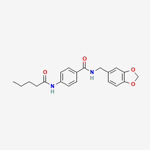 molecular formula C20H22N2O4 B4563978 N-(1,3-benzodioxol-5-ylmethyl)-4-(pentanoylamino)benzamide 