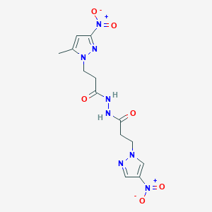 molecular formula C13H16N8O6 B456399 3-(5-methyl-3-nitro-1H-pyrazol-1-yl)-N'-[3-(4-nitro-1H-pyrazol-1-yl)propanoyl]propanehydrazide 