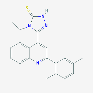 molecular formula C21H20N4S B456403 5-[2-(2,5-dimethylphenyl)-4-quinolinyl]-4-ethyl-4H-1,2,4-triazol-3-yl hydrosulfide 