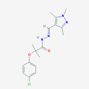 molecular formula C17H21ClN4O2 B456408 2-(4-chlorophenoxy)-2-methyl-N'-[(1,3,5-trimethyl-1H-pyrazol-4-yl)methylene]propanohydrazide 