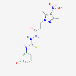 molecular formula C16H20N6O4S B456411 2-(3-{4-nitro-3,5-dimethyl-1H-pyrazol-1-yl}propanoyl)-N-(3-methoxyphenyl)hydrazinecarbothioamide 