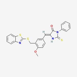 molecular formula C25H19N3O2S3 B4564117 (5Z)-5-{3-[(1,3-benzothiazol-2-ylsulfanyl)methyl]-4-methoxybenzylidene}-3-phenyl-2-thioxoimidazolidin-4-one 