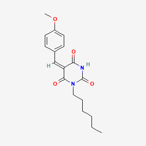 (5E)-1-hexyl-5-[(4-methoxyphenyl)methylidene]-1,3-diazinane-2,4,6-trione