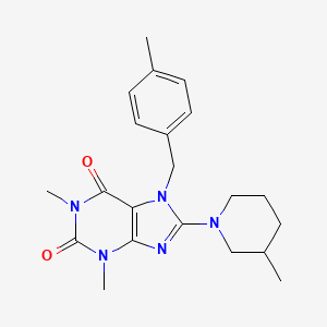 molecular formula C21H27N5O2 B4564158 1,3-dimethyl-7-(4-methylbenzyl)-8-(3-methylpiperidin-1-yl)-3,7-dihydro-1H-purine-2,6-dione 