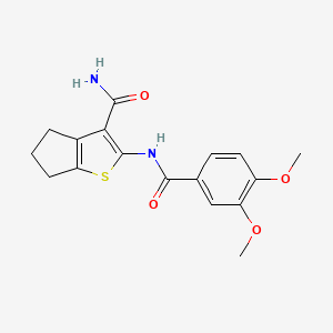 molecular formula C17H18N2O4S B4564179 2-[(3,4-dimethoxybenzoyl)amino]-5,6-dihydro-4H-cyclopenta[b]thiophene-3-carboxamide 