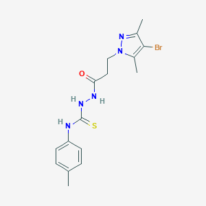 molecular formula C16H20BrN5OS B456418 2-[3-(4-bromo-3,5-dimethyl-1H-pyrazol-1-yl)propanoyl]-N-(4-methylphenyl)hydrazinecarbothioamide 