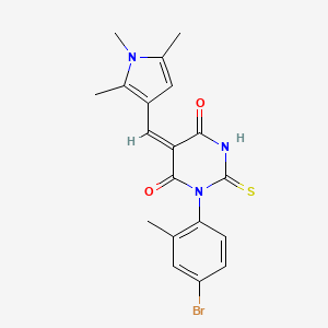 (5E)-1-(4-bromo-2-methylphenyl)-2-sulfanylidene-5-[(1,2,5-trimethylpyrrol-3-yl)methylidene]-1,3-diazinane-4,6-dione