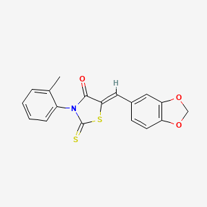 molecular formula C18H13NO3S2 B4564277 (5Z)-5-(1,3-benzodioxol-5-ylmethylidene)-3-(2-methylphenyl)-2-thioxo-1,3-thiazolidin-4-one 