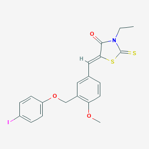 molecular formula C20H18INO3S2 B456431 3-Ethyl-5-{3-[(4-iodophenoxy)methyl]-4-methoxybenzylidene}-2-thioxo-1,3-thiazolidin-4-one 