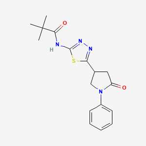 2,2-dimethyl-N-[5-(5-oxo-1-phenylpyrrolidin-3-yl)-1,3,4-thiadiazol-2-yl]propanamide