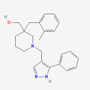 molecular formula C24H29N3O B4564331 {3-(2-methylbenzyl)-1-[(3-phenyl-1H-pyrazol-4-yl)methyl]-3-piperidinyl}methanol 