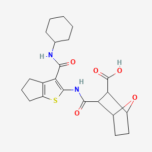 molecular formula C22H28N2O5S B4564335 3-[({3-[(CYCLOHEXYLAMINO)CARBONYL]-5,6-DIHYDRO-4H-CYCLOPENTA[B]THIOPHEN-2-YL}AMINO)CARBONYL]-7-OXABICYCLO[2.2.1]HEPTANE-2-CARBOXYLIC ACID 