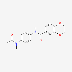 molecular formula C18H18N2O4 B4564343 N-{4-[acetyl(methyl)amino]phenyl}-2,3-dihydro-1,4-benzodioxine-6-carboxamide 