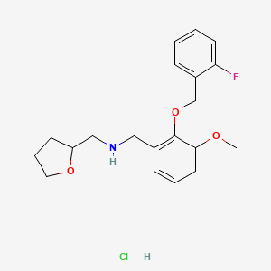 N-[[2-[(2-fluorophenyl)methoxy]-3-methoxyphenyl]methyl]-1-(oxolan-2-yl)methanamine;hydrochloride