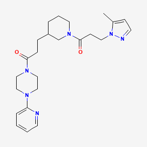 1-(3-{1-[3-(5-methyl-1H-pyrazol-1-yl)propanoyl]-3-piperidinyl}propanoyl)-4-(2-pyridinyl)piperazine