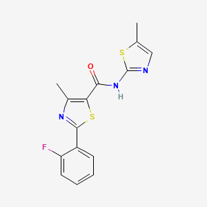 molecular formula C15H12FN3OS2 B4564402 2-(2-fluorophenyl)-4-methyl-N-(5-methyl-1,3-thiazol-2-yl)-1,3-thiazole-5-carboxamide 