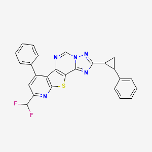 molecular formula C26H17F2N5S B4564431 13-(difluoromethyl)-11-phenyl-4-(2-phenylcyclopropyl)-16-thia-3,5,6,8,14-pentazatetracyclo[7.7.0.02,6.010,15]hexadeca-1(9),2,4,7,10(15),11,13-heptaene 