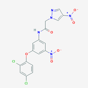 molecular formula C17H11Cl2N5O6 B456453 N-[3-(2,4-dichlorophenoxy)-5-nitrophenyl]-2-(4-nitro-1H-pyrazol-1-yl)acetamide 