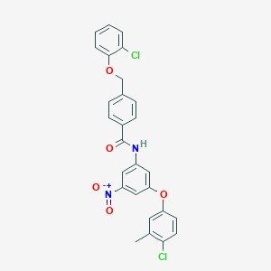 molecular formula C27H20Cl2N2O5 B456454 N-[3-(4-chloro-3-methylphenoxy)-5-nitrophenyl]-4-[(2-chlorophenoxy)methyl]benzamide 