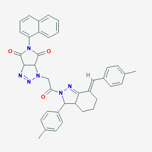 molecular formula C38H34N6O3 B456455 3-[2-[(7E)-3-(4-methylphenyl)-7-[(4-methylphenyl)methylidene]-3a,4,5,6-tetrahydro-3H-indazol-2-yl]-2-oxoethyl]-5-naphthalen-1-yl-3a,6a-dihydropyrrolo[3,4-d]triazole-4,6-dione 