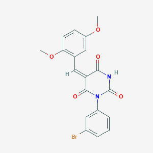 molecular formula C19H15BrN2O5 B4564660 (5E)-1-(3-bromophenyl)-5-(2,5-dimethoxybenzylidene)pyrimidine-2,4,6(1H,3H,5H)-trione 