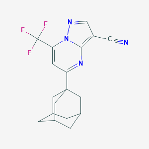molecular formula C18H17F3N4 B456471 5-(1-Adamantyl)-7-(trifluoromethyl)pyrazolo[1,5-a]pyrimidine-3-carbonitrile 