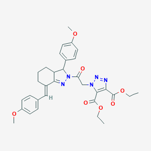 molecular formula C32H35N5O7 B456476 diethyl 1-{2-[7-(4-methoxybenzylidene)-3-(4-methoxyphenyl)-3,3a,4,5,6,7-hexahydro-2H-indazol-2-yl]-2-oxoethyl}-1H-1,2,3-triazole-4,5-dicarboxylate 