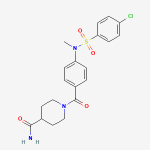 molecular formula C20H22ClN3O4S B4564817 1-{4-[[(4-chlorophenyl)sulfonyl](methyl)amino]benzoyl}-4-piperidinecarboxamide 