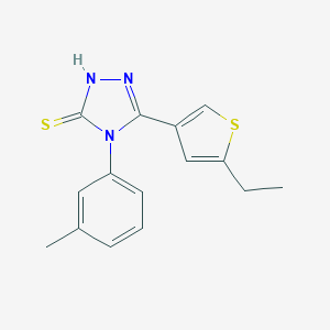 molecular formula C15H15N3S2 B456482 5-(5-ethyl-3-thienyl)-4-(3-methylphenyl)-4H-1,2,4-triazol-3-yl hydrosulfide 