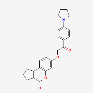 molecular formula C24H23NO4 B4564834 7-{2-OXO-2-[4-(PYRROLIDIN-1-YL)PHENYL]ETHOXY}-1H,2H,3H,4H-CYCLOPENTA[C]CHROMEN-4-ONE 