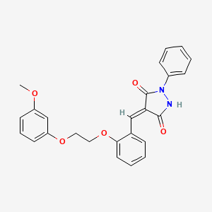 (4E)-4-({2-[2-(3-Methoxyphenoxy)ethoxy]phenyl}methylidene)-1-phenylpyrazolidine-3,5-dione