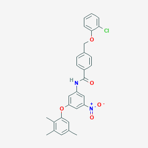 4-[(2-chlorophenoxy)methyl]-N-[3-nitro-5-(2,3,5-trimethylphenoxy)phenyl]benzamide