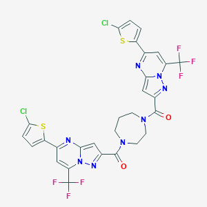 molecular formula C29H18Cl2F6N8O2S2 B456497 5-(5-Chloro-2-thienyl)-2-[(4-{[5-(5-chloro-2-thienyl)-7-(trifluoromethyl)pyrazolo[1,5-a]pyrimidin-2-yl]carbonyl}-1,4-diazepan-1-yl)carbonyl]-7-(trifluoromethyl)pyrazolo[1,5-a]pyrimidine 