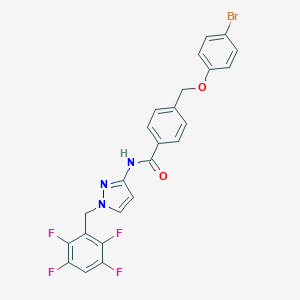 molecular formula C24H16BrF4N3O2 B456498 4-[(4-bromophenoxy)methyl]-N-[1-(2,3,5,6-tetrafluorobenzyl)-1H-pyrazol-3-yl]benzamide 