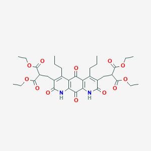 B045650 Diethyl 2-[[3-(3-ethoxy-2-ethoxycarbonyl-3-oxopropyl)-2,5,8,10-tetraoxo-4,6-dipropyl-1,9-dihydropyrido[3,2-g]quinolin-7-yl]methyl]propanedioate CAS No. 119623-89-1