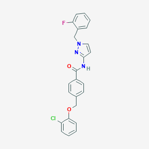 molecular formula C24H19ClFN3O2 B456500 4-[(2-chlorophenoxy)methyl]-N-[1-(2-fluorobenzyl)-1H-pyrazol-3-yl]benzamide 