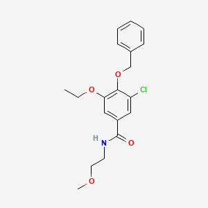 molecular formula C19H22ClNO4 B4565016 3-chloro-5-ethoxy-N-(2-methoxyethyl)-4-phenylmethoxybenzamide 