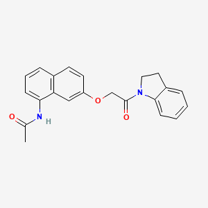 molecular formula C22H20N2O3 B4565021 N-{7-[2-(2,3-dihydro-1H-indol-1-yl)-2-oxoethoxy]-1-naphthyl}acetamide 