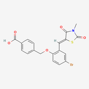 4-[[4-bromo-2-[(Z)-(3-methyl-2,4-dioxo-1,3-thiazolidin-5-ylidene)methyl]phenoxy]methyl]benzoic acid