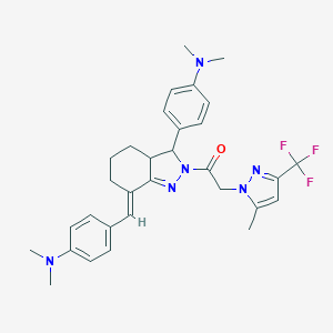 molecular formula C31H35F3N6O B456511 N-[4-(7-[4-(dimethylamino)benzylidene]-2-{[5-methyl-3-(trifluoromethyl)-1H-pyrazol-1-yl]acetyl}-3,3a,4,5,6,7-hexahydro-2H-indazol-3-yl)phenyl]-N,N-dimethylamine 