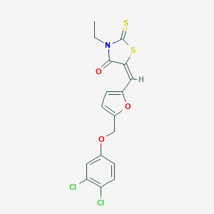 molecular formula C17H13Cl2NO3S2 B456513 5-({5-[(3,4-Dichlorophenoxy)methyl]-2-furyl}methylene)-3-ethyl-2-thioxo-1,3-thiazolidin-4-one 