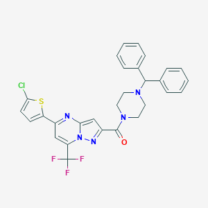 molecular formula C29H23ClF3N5OS B456514 2-[(4-Benzhydryl-1-piperazinyl)carbonyl]-5-(5-chloro-2-thienyl)-7-(trifluoromethyl)pyrazolo[1,5-a]pyrimidine 
