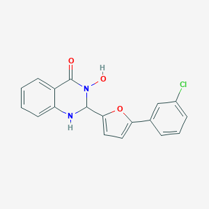 molecular formula C18H13ClN2O3 B456515 2-[5-(3-Chlorophenyl)furan-2-yl]-3-hydroxy-1,2-dihydroquinazolin-4-one 
